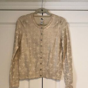 Lucky Brand Cream and Gold Cardigan Sweater